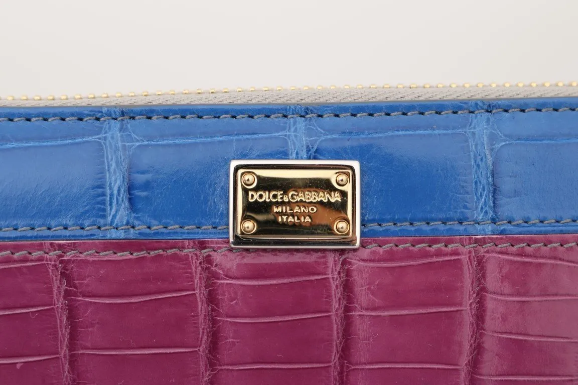 Multicolor Alligator Crocodile Leather Continental Wallet