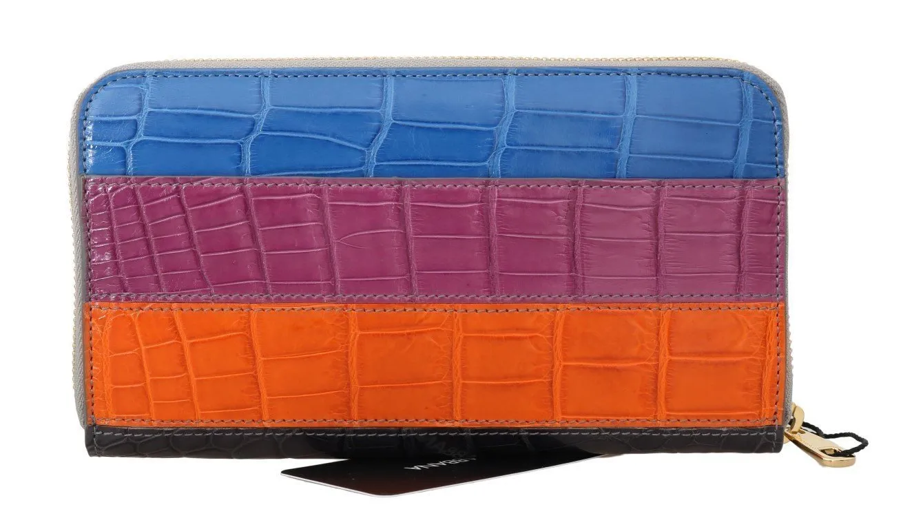 Multicolor Alligator Crocodile Leather Continental Wallet