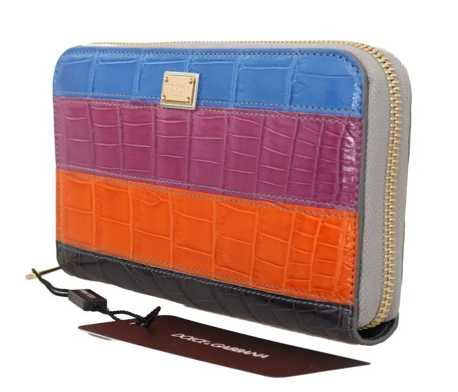 Multicolor Alligator Crocodile Leather Continental Wallet