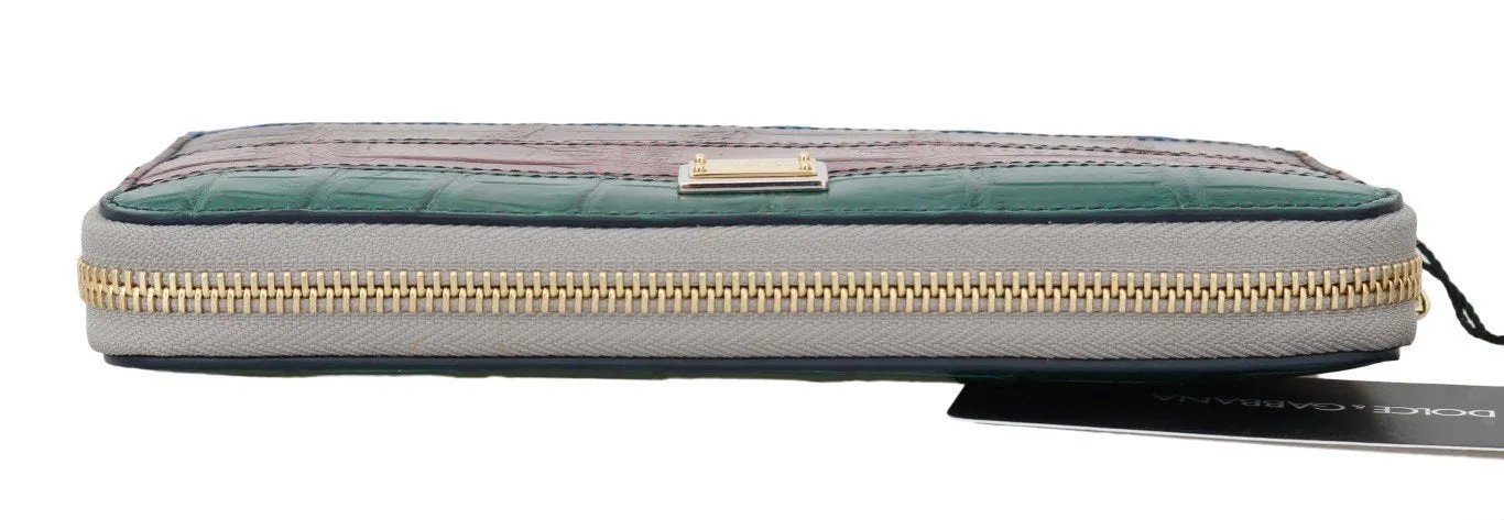 Multicolor Crocodile Leather Continental Wallet