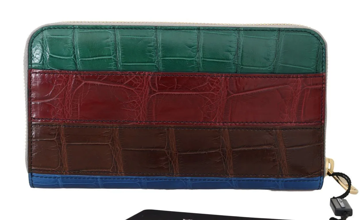 Multicolor Crocodile Leather Continental Wallet