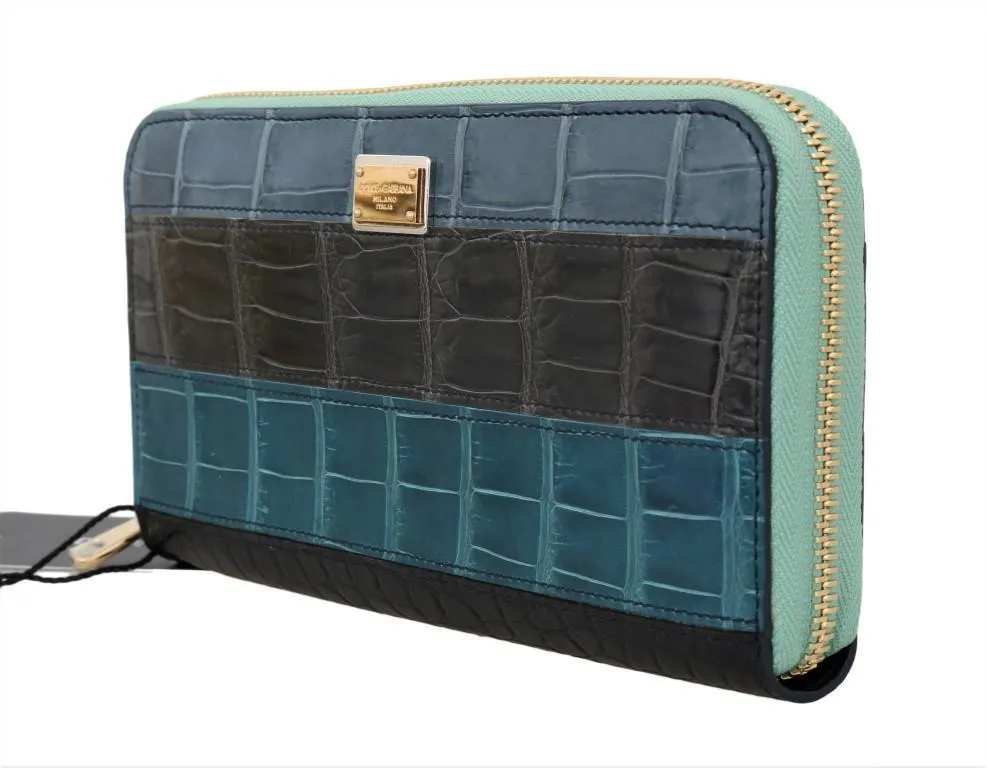 Multicolor Crocodile Leather Continental Wallet