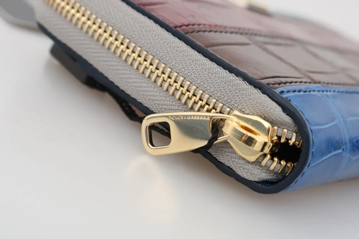Multicolor Crocodile Leather Continental Wallet