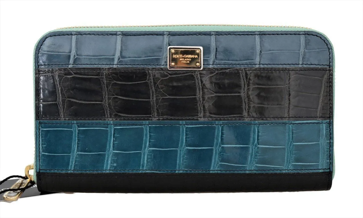 Multicolor Crocodile Leather Continental Wallet