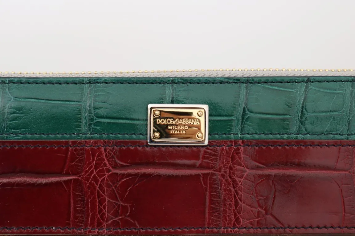 Multicolor Crocodile Leather Continental Wallet