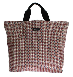 Multicolor Hat Print Cotton Denim Shopping Bag