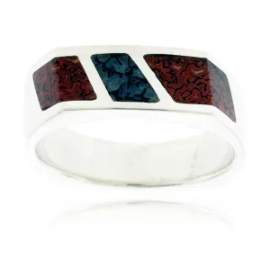 Multiple Color Dinosaur Bone Inlay Ring