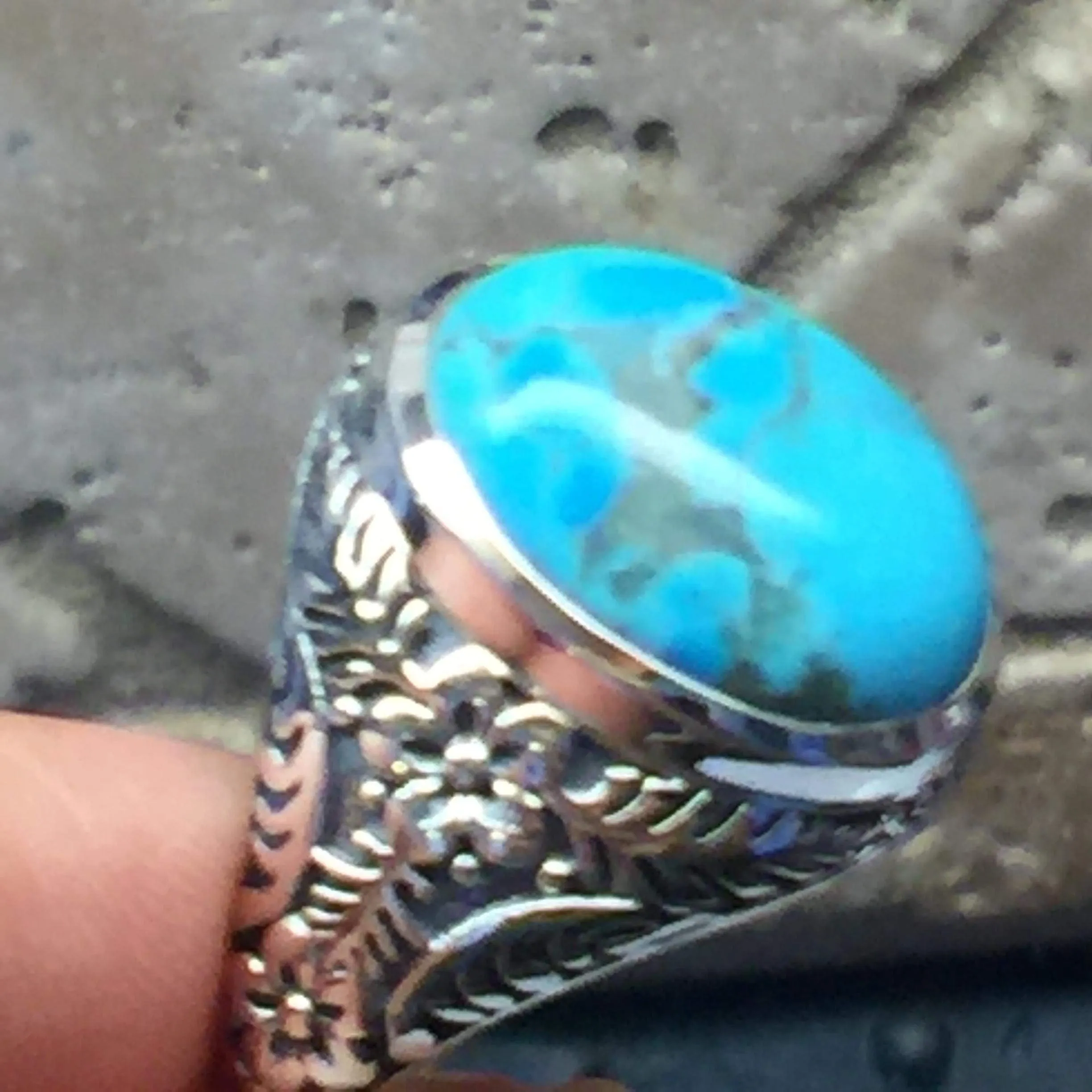 Natural Blue Mohave Turquoise 925 Solid Sterling Silver Men's Ring Size 6, 7, 8, 9, 10, 11, 12, 13