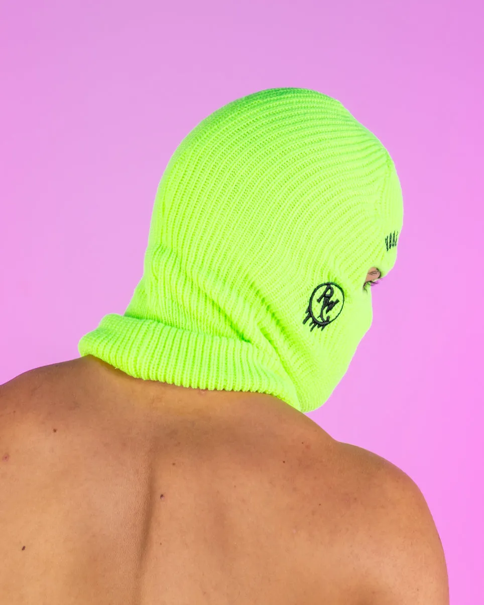 Neon Green House Head Smiles Ski Mask