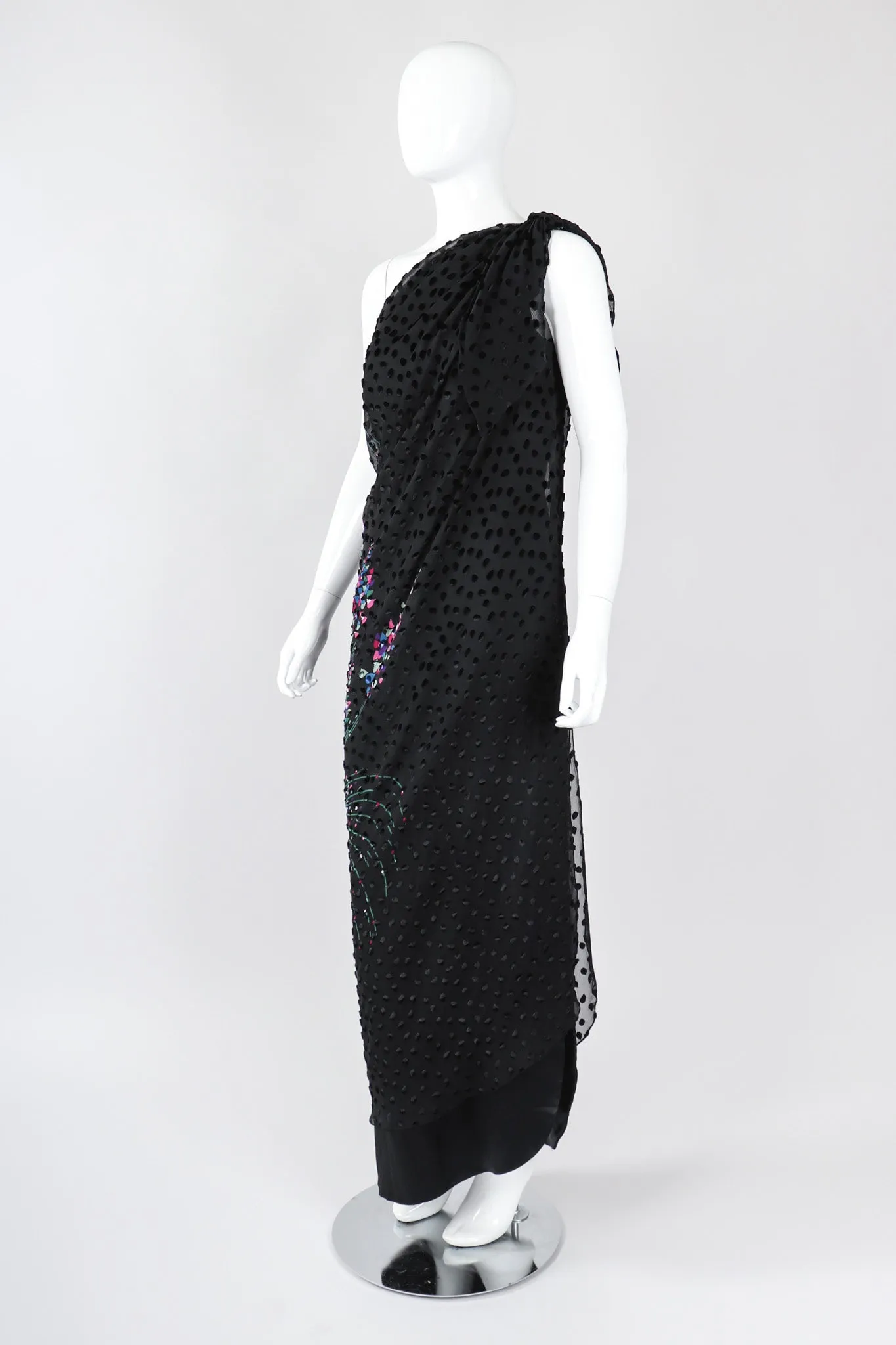 One-Shoulder Velvet Burnout Dress