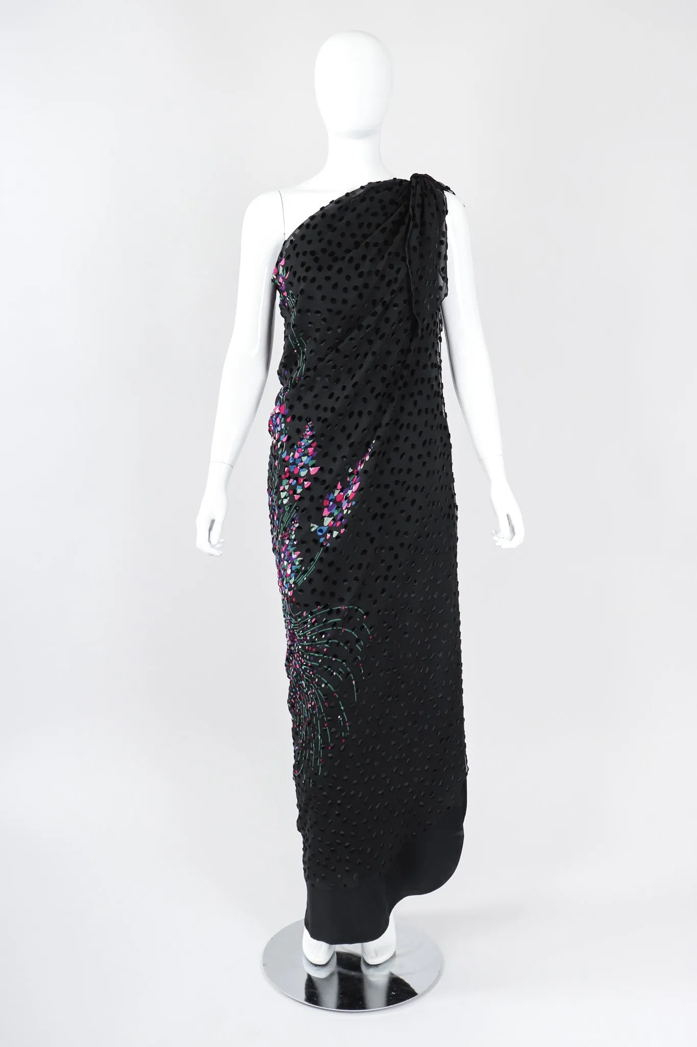 One-Shoulder Velvet Burnout Dress