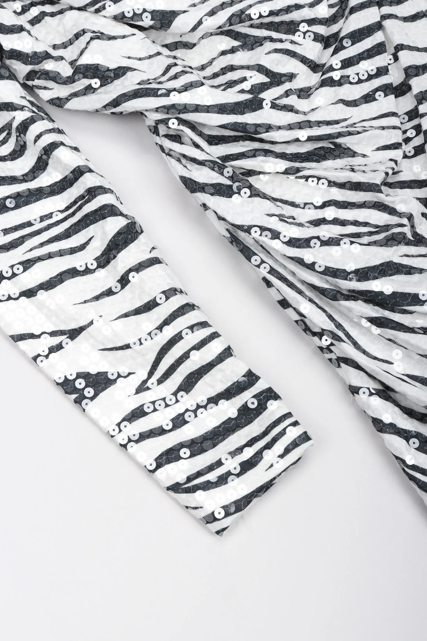 One-Shoulder Zebra Sequin Gown