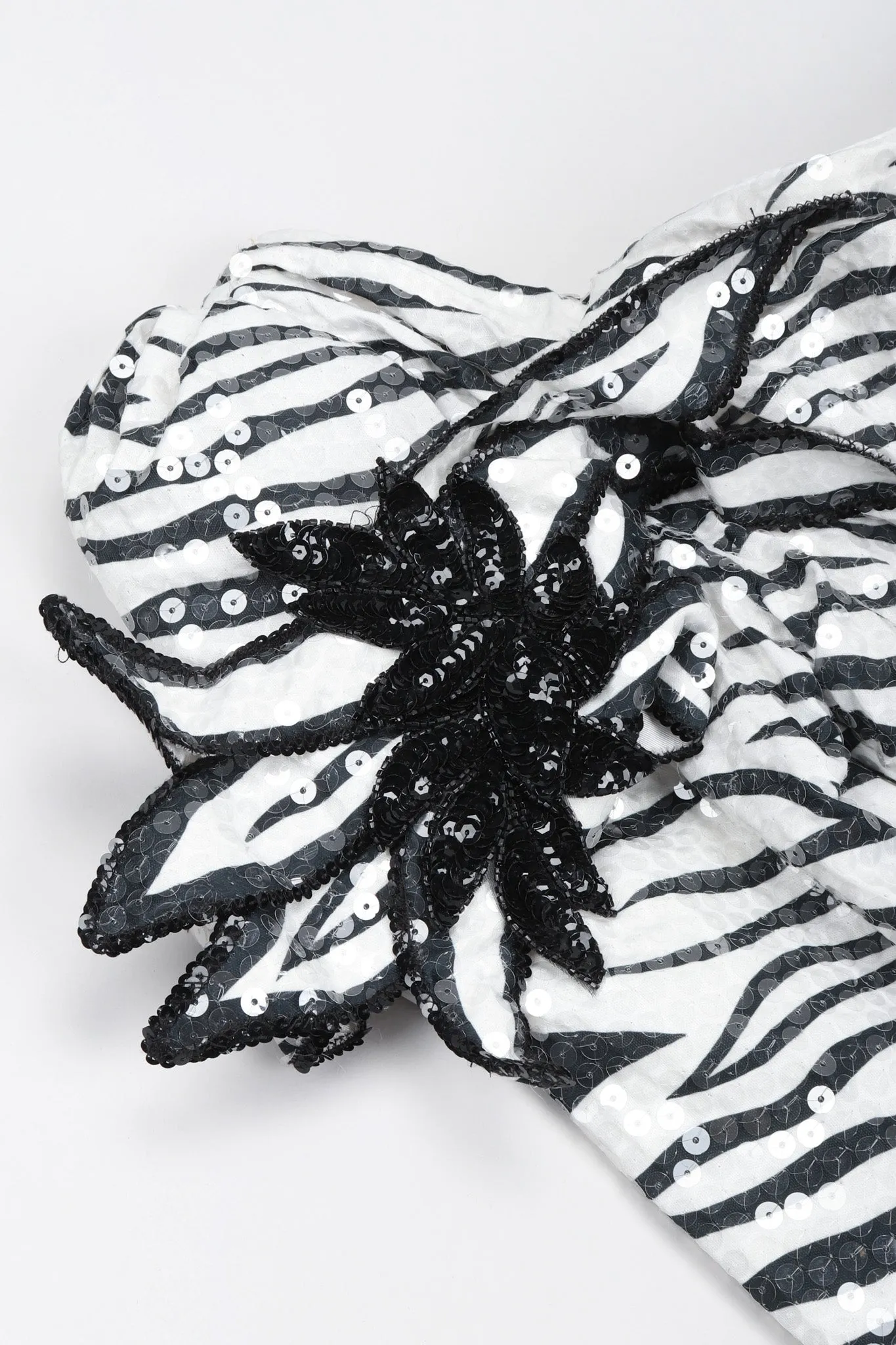 One-Shoulder Zebra Sequin Gown