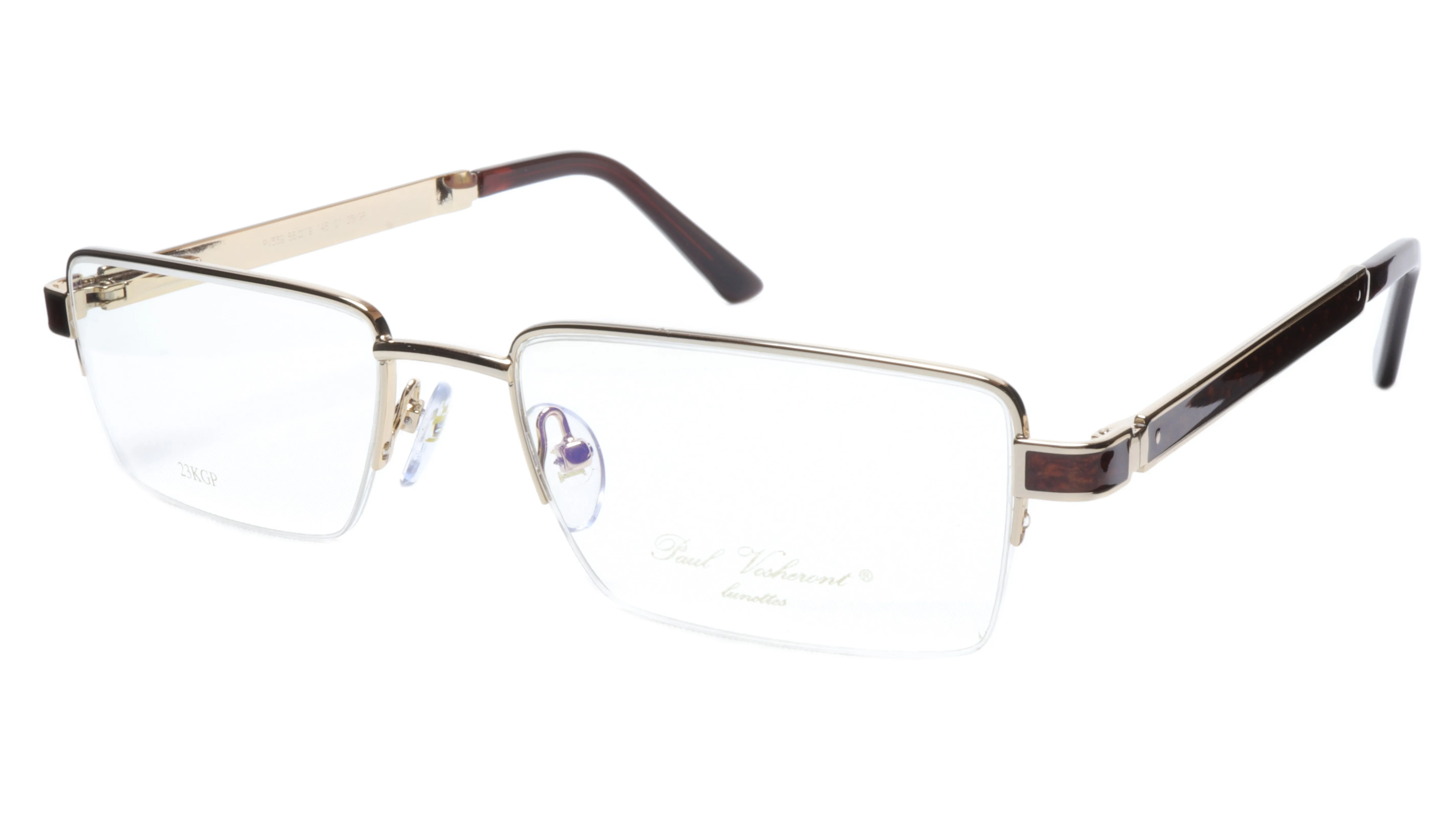 Paul Vosheront Men's Eyeglasses 24K Gold Plated with Exotic Woods