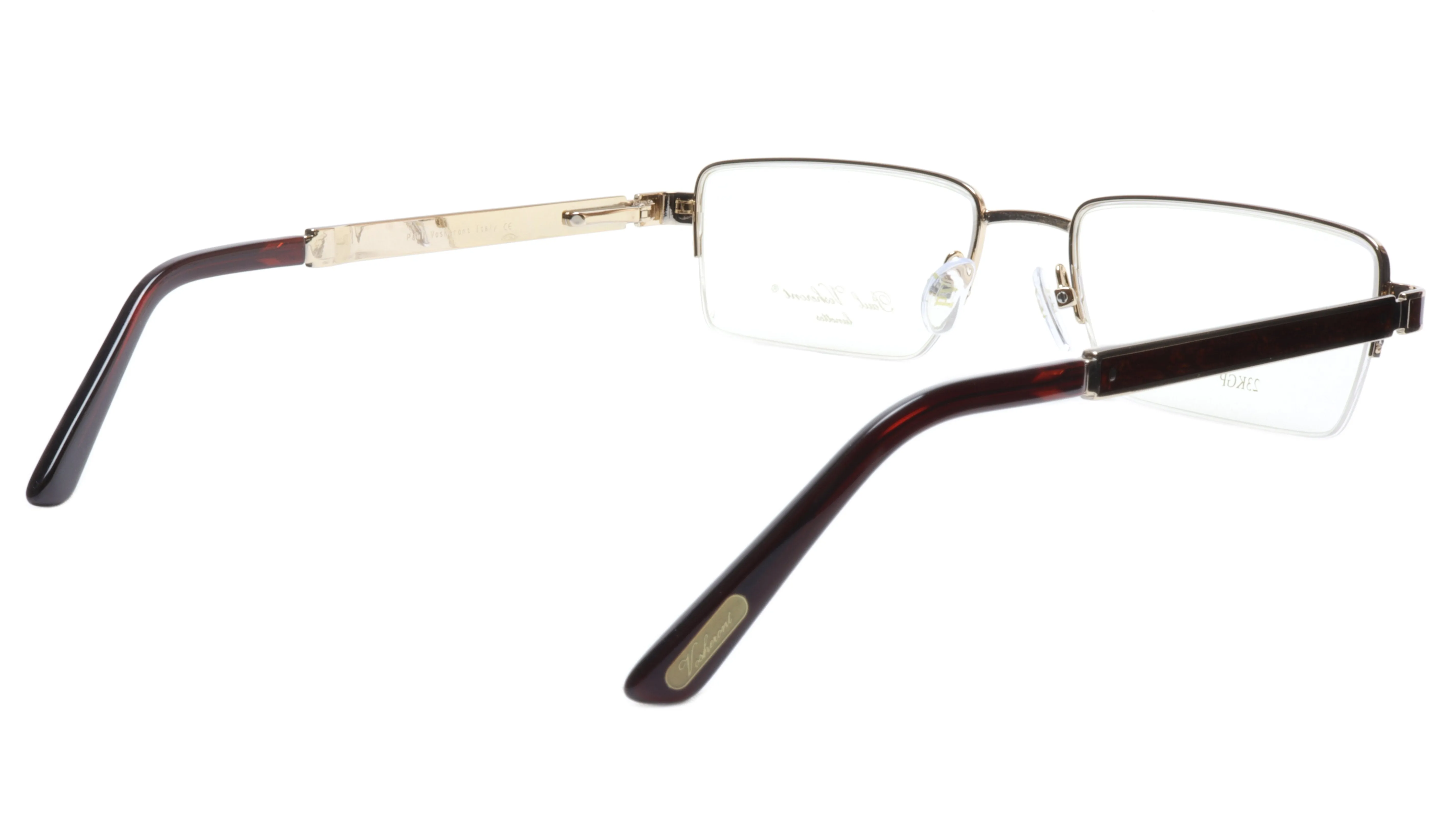 Paul Vosheront Men's Eyeglasses 24K Gold Plated with Exotic Woods