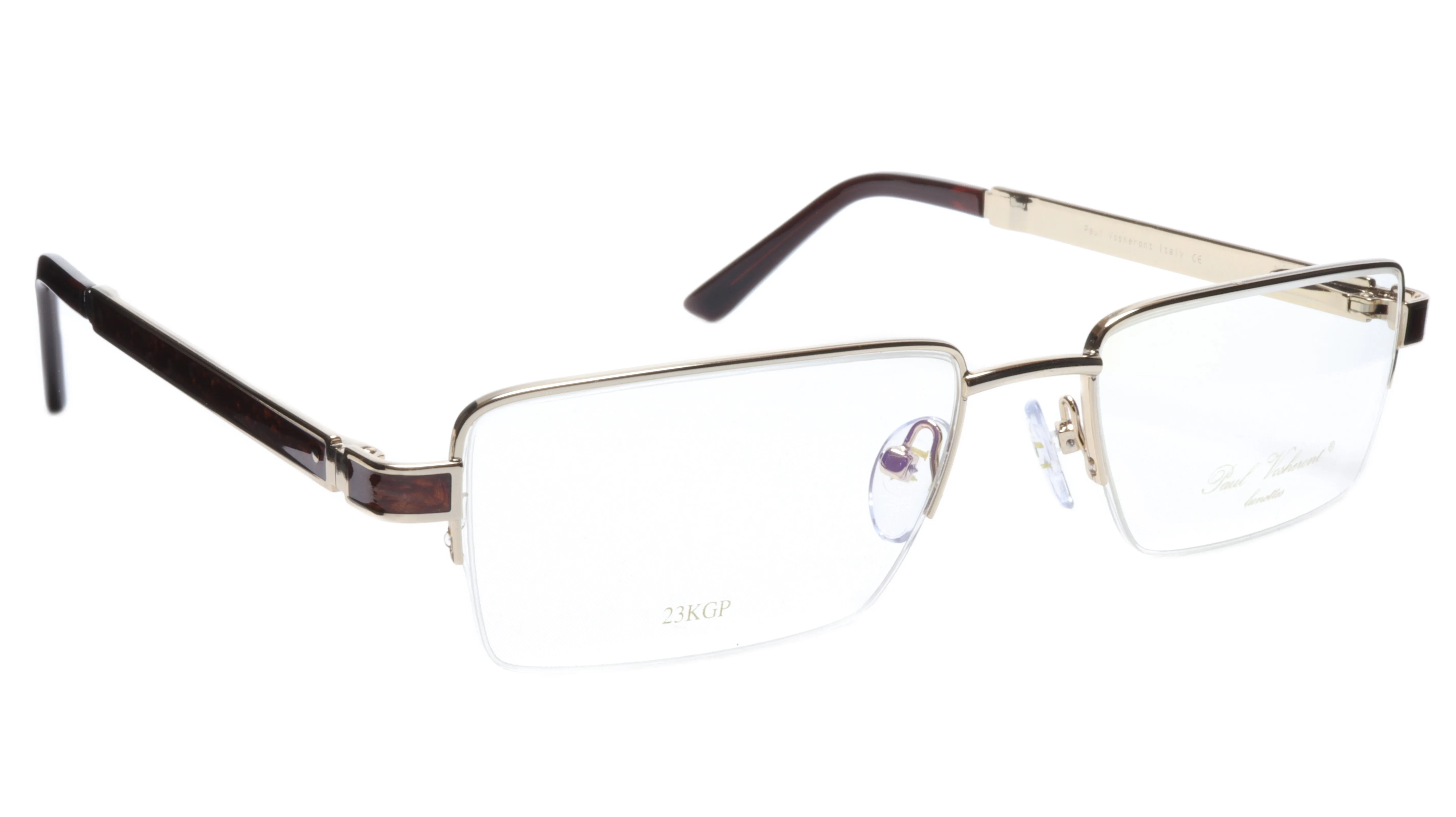 Paul Vosheront Men's Eyeglasses 24K Gold Plated with Exotic Woods