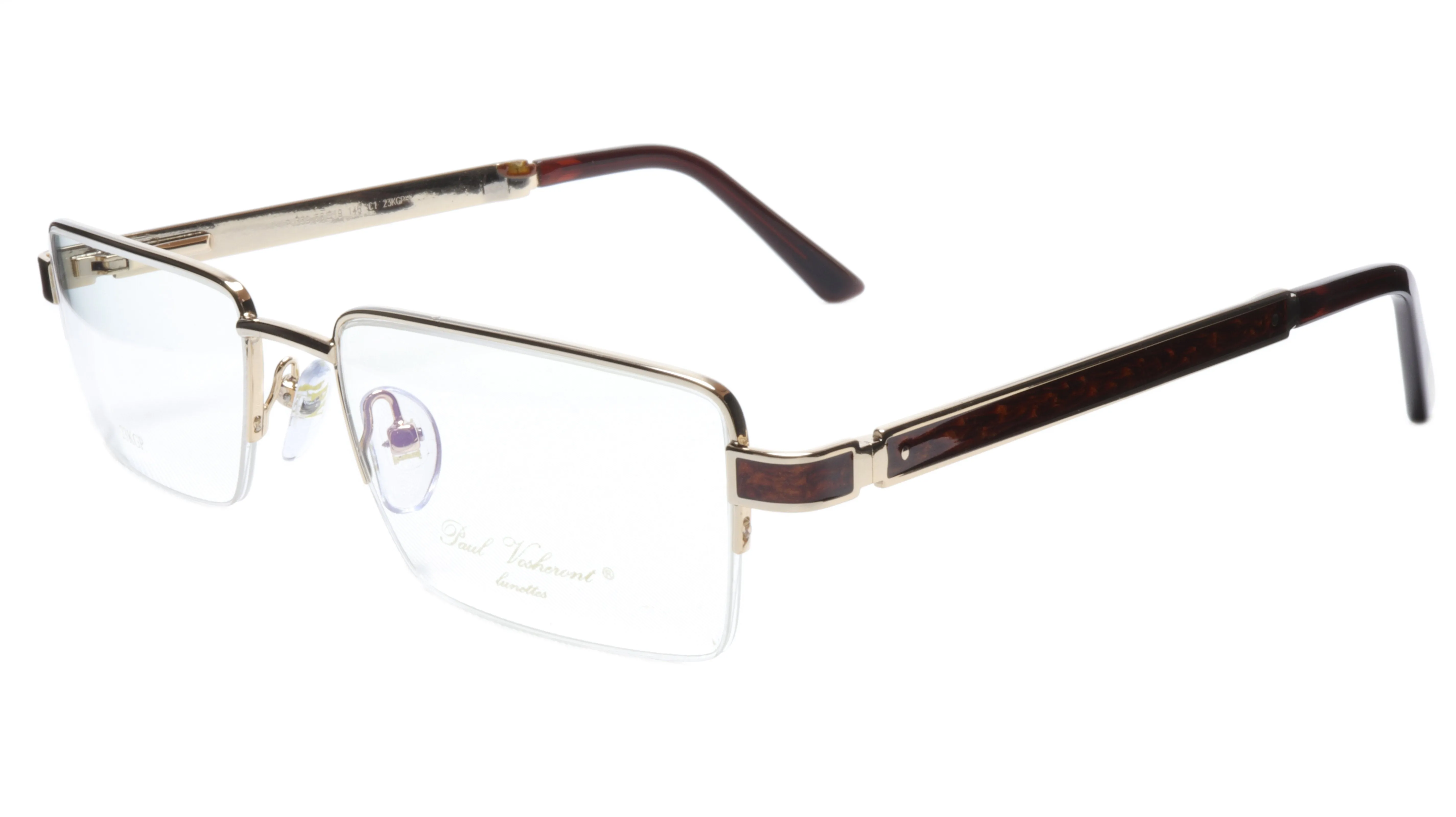 Paul Vosheront Men's Eyeglasses 24K Gold Plated with Exotic Woods
