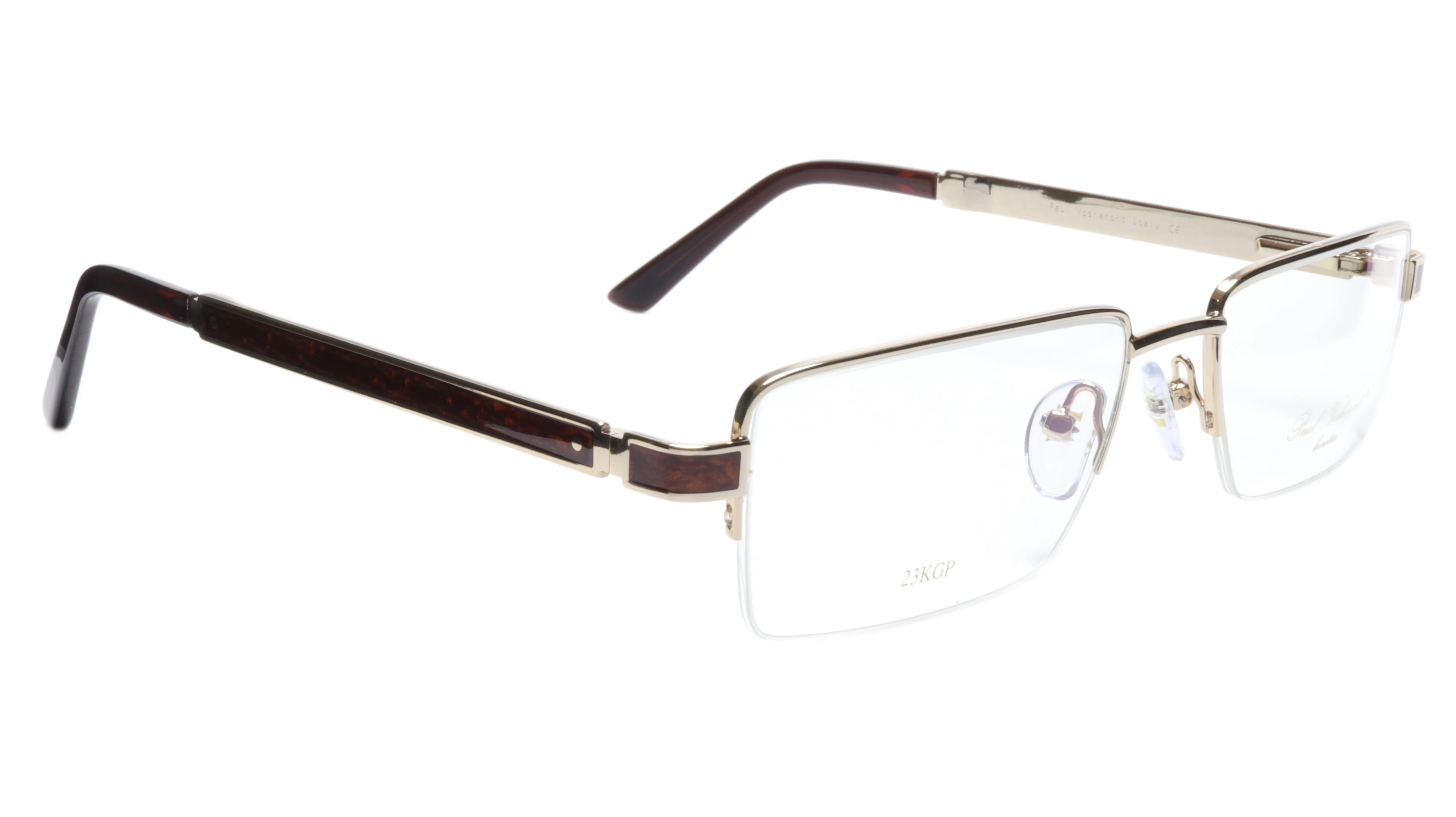 Paul Vosheront Men's Eyeglasses 24K Gold Plated with Exotic Woods