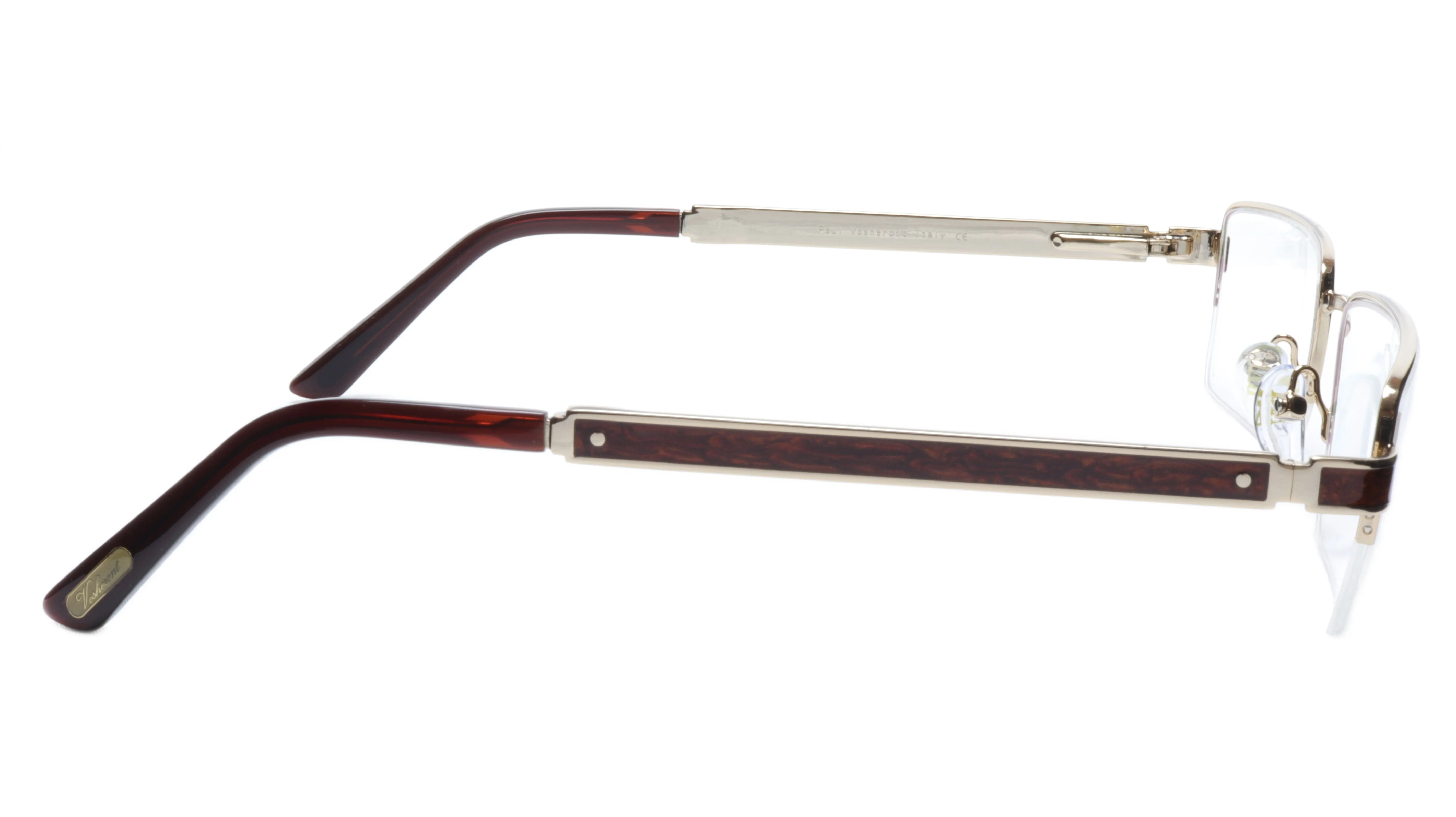 Paul Vosheront Men's Eyeglasses 24K Gold Plated with Exotic Woods