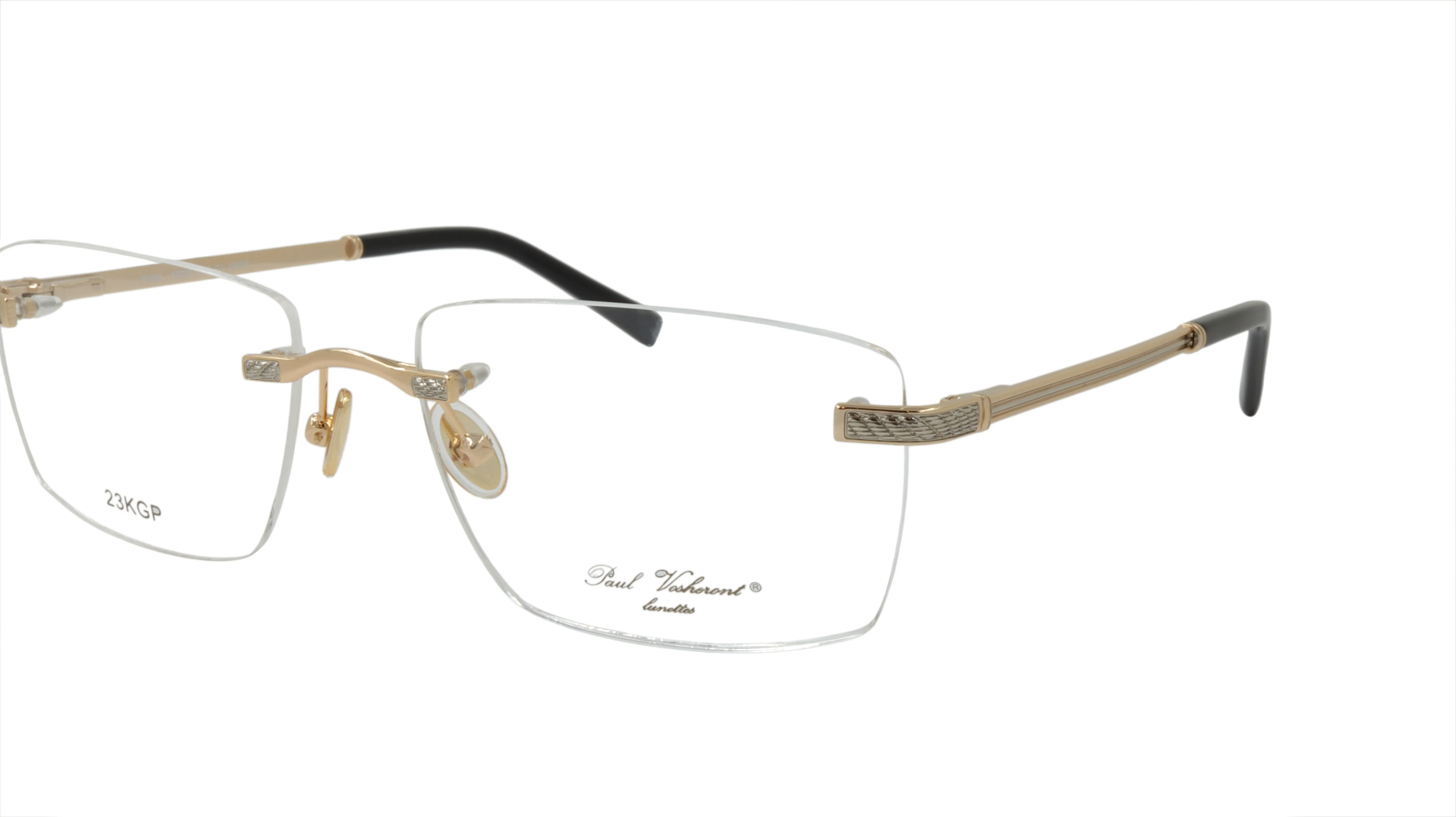Paul Vosheront Rimless Silver & Gold Acetate Optical Frame PV604 C1