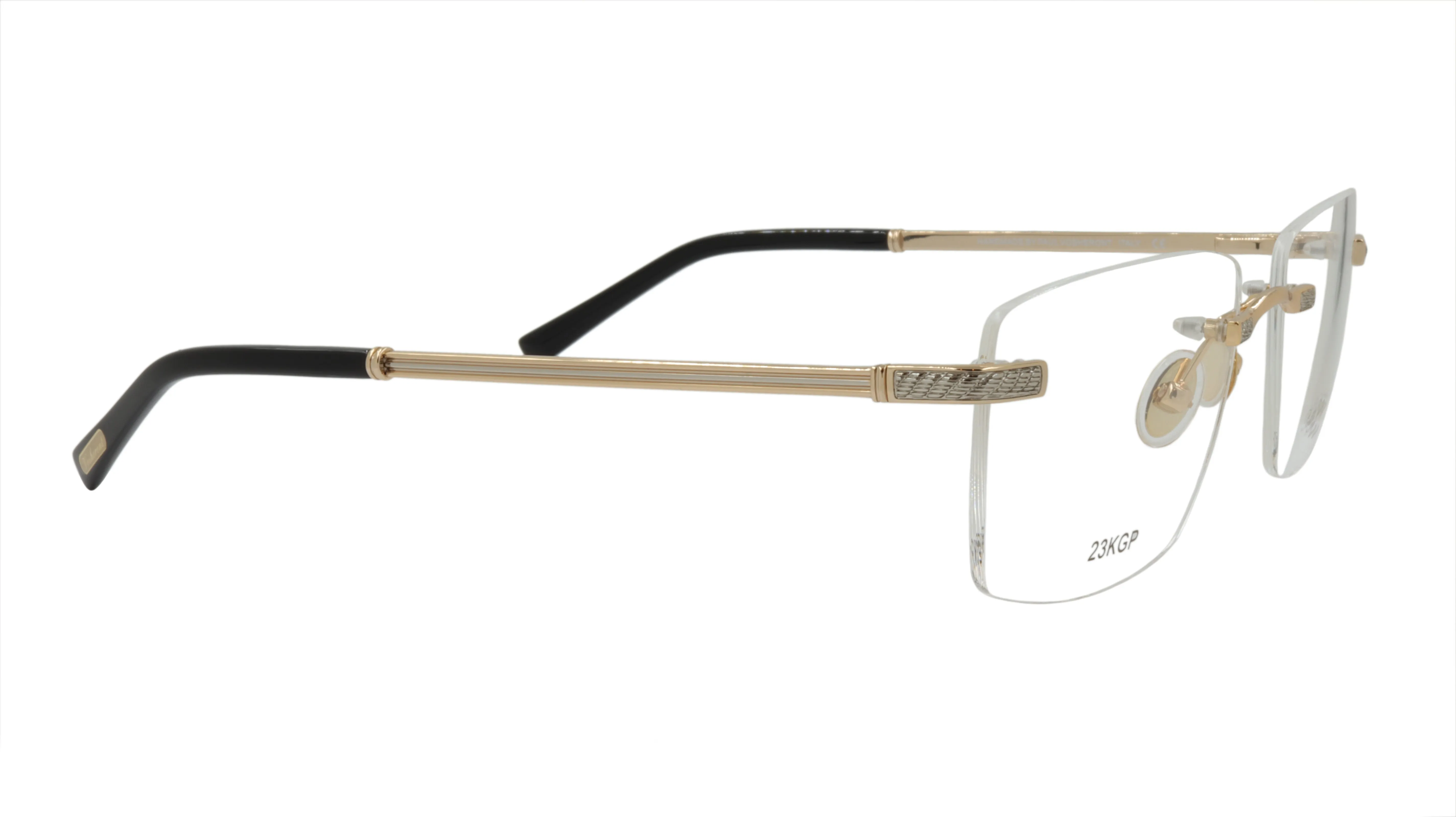 Paul Vosheront Rimless Silver & Gold Acetate Optical Frame PV604 C1
