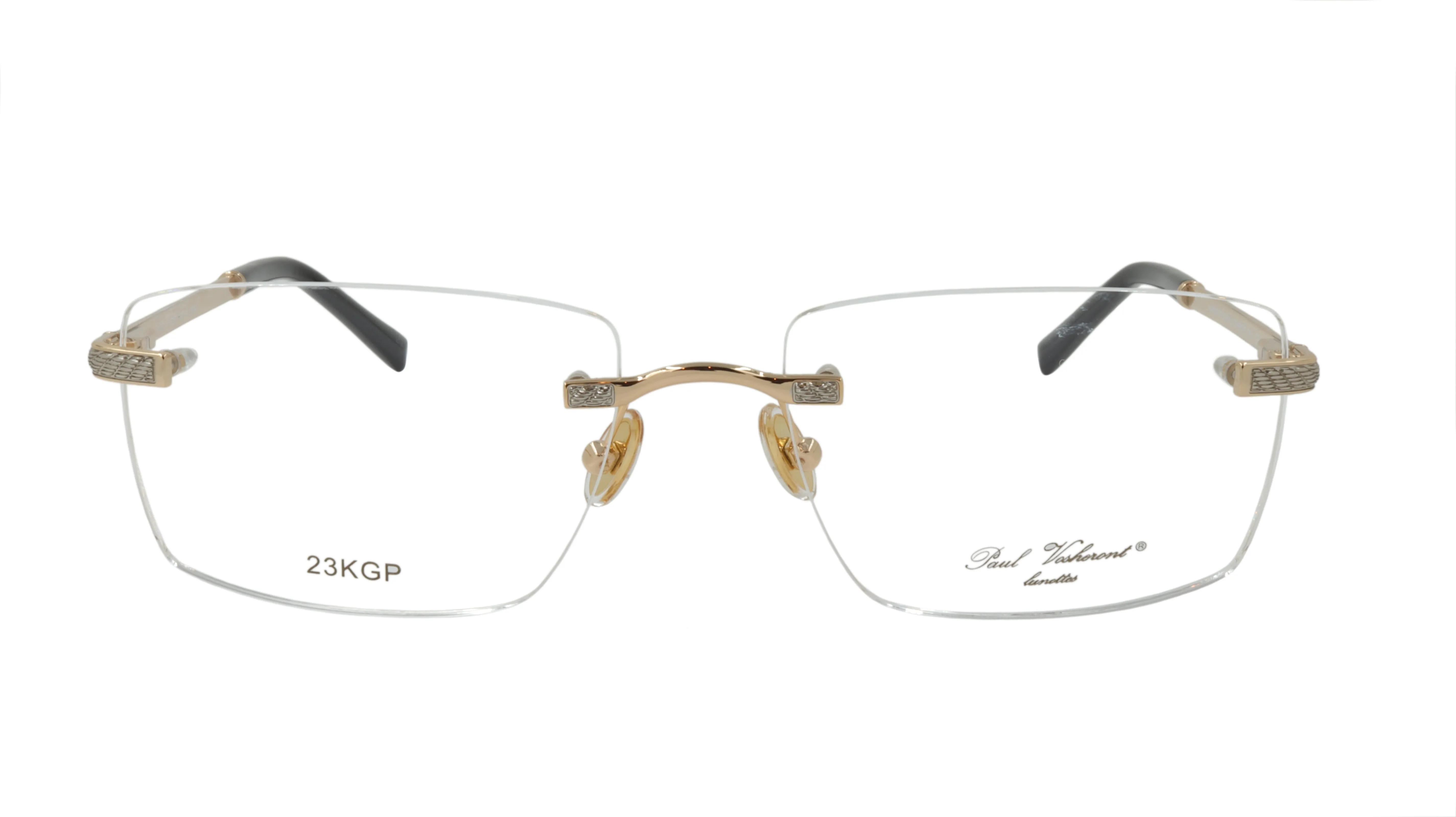 Paul Vosheront Rimless Silver & Gold Acetate Optical Frame PV604 C1