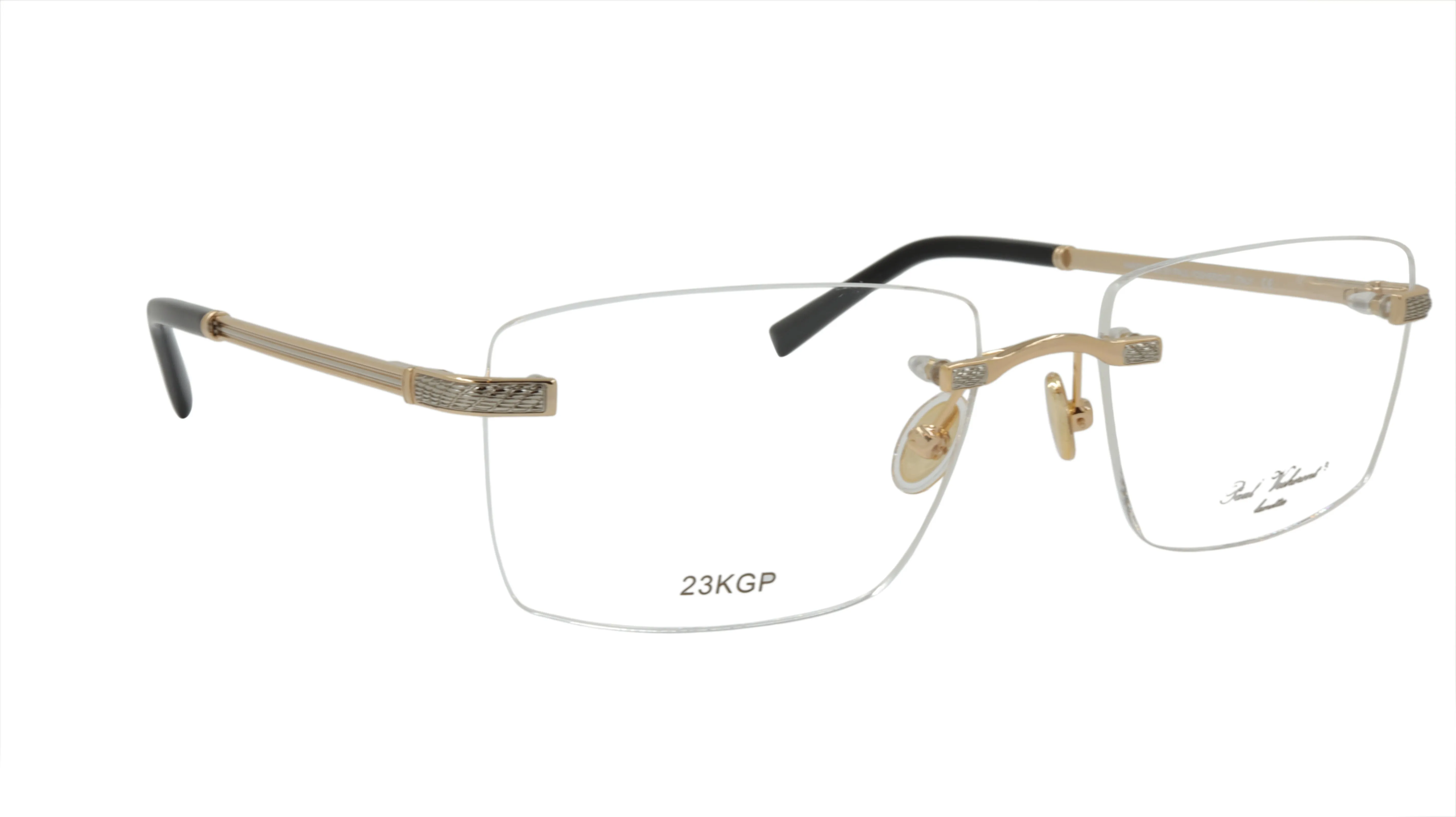 Paul Vosheront Rimless Silver & Gold Acetate Optical Frame PV604 C1