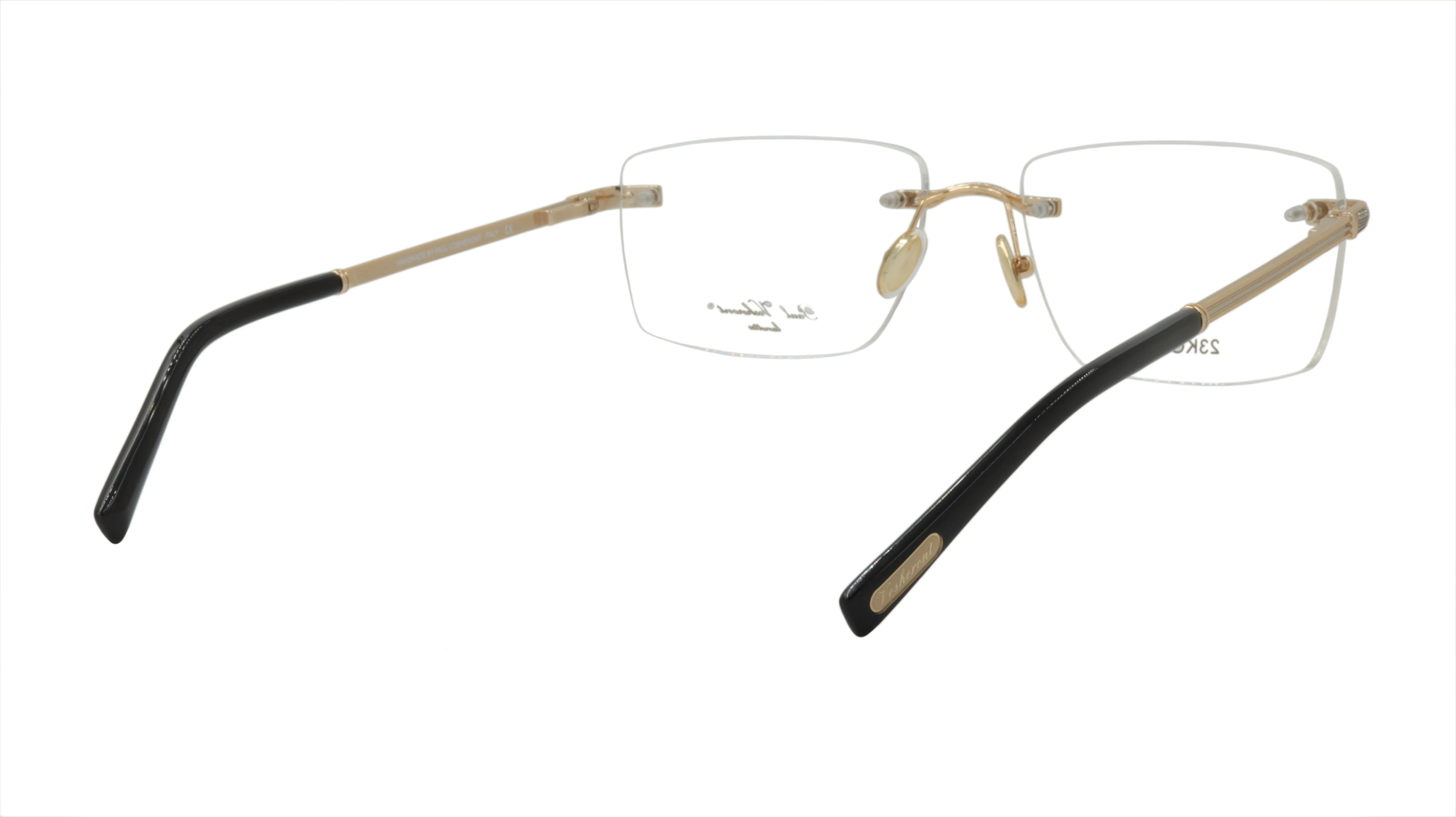 Paul Vosheront Rimless Silver & Gold Acetate Optical Frame PV604 C1