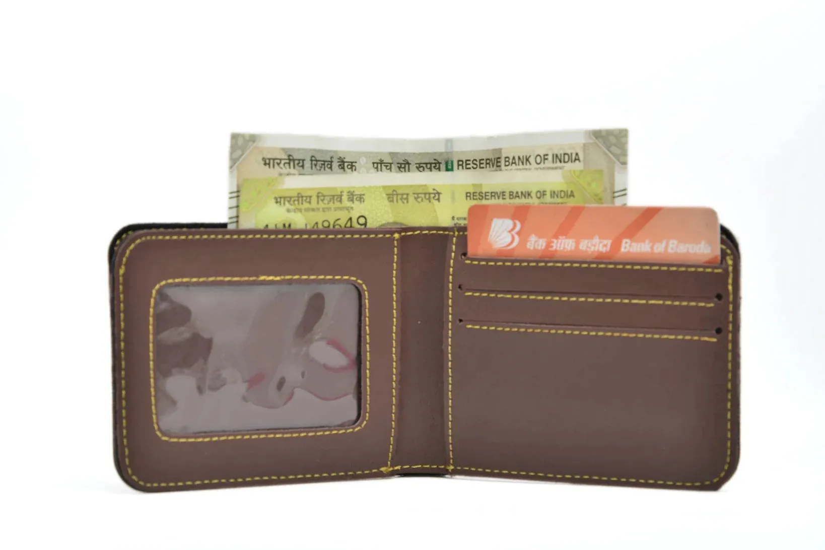 Personalized Men's Combo Wallet & Multicolor Bottle - Brown