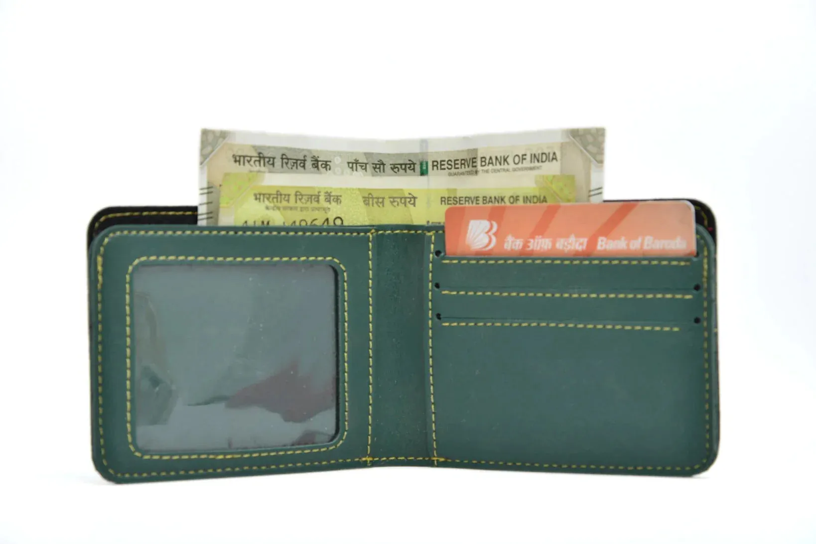 Personalized Men's Combo Wallet & Multicolor Bottle - Green