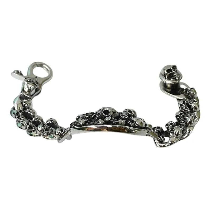 Phantom Skull 925 Sterling Silver Men's Biker Bracelet