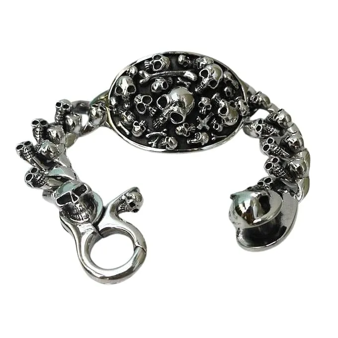 Phantom Skull 925 Sterling Silver Men's Biker Bracelet