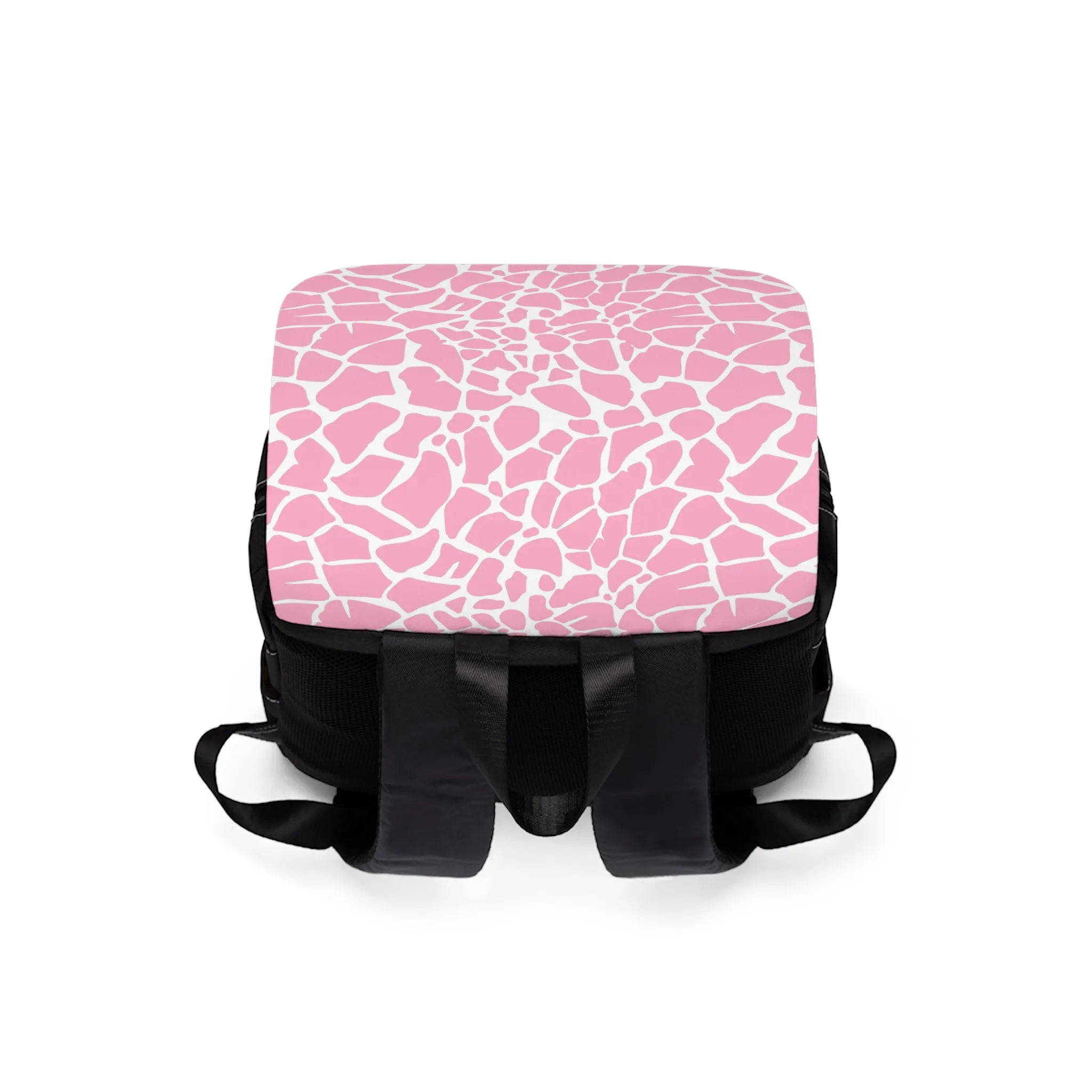 Pink Giraffe Print Back to School Unisex Casual Shoulder Backpack