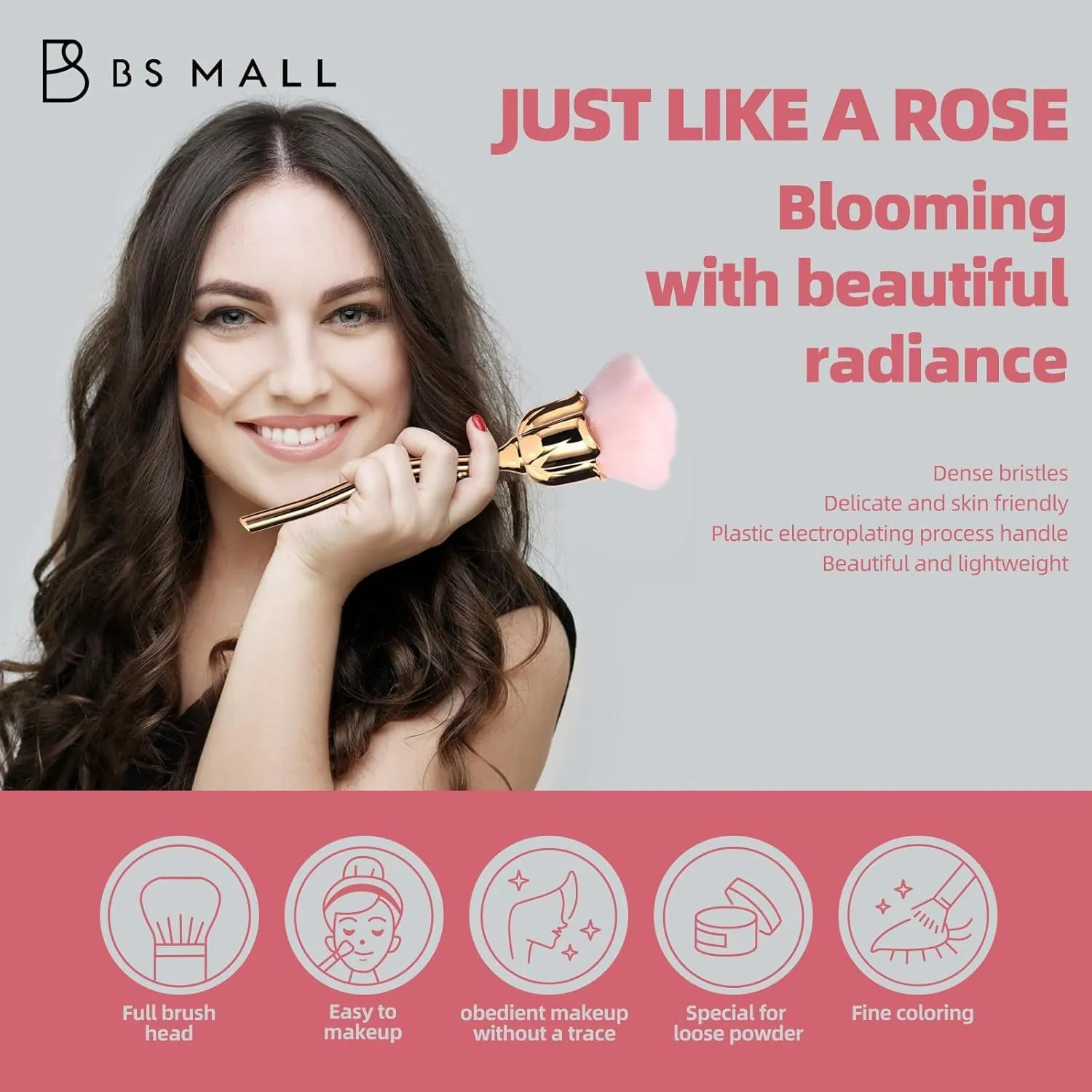 Powder Brush Foundation Brush Rose Flower Shape with Eye Makeup Tools