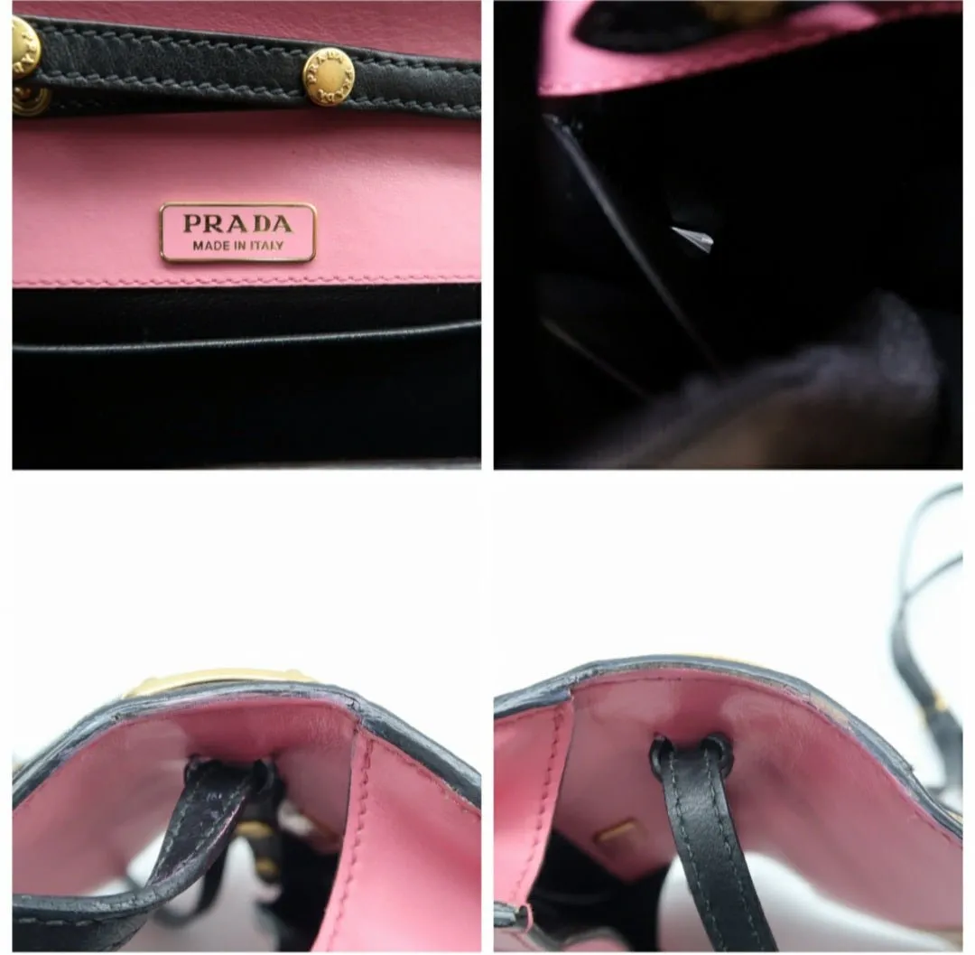 Prada Cahier Black & Pink Leather Shoulder Bag