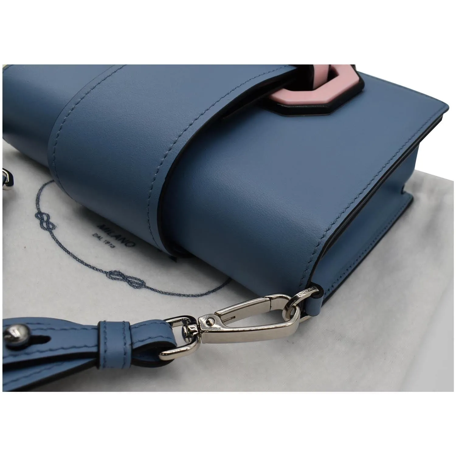 PRADA City Plex Ribbon Calfskin Shoulder Bag Blue/Pink