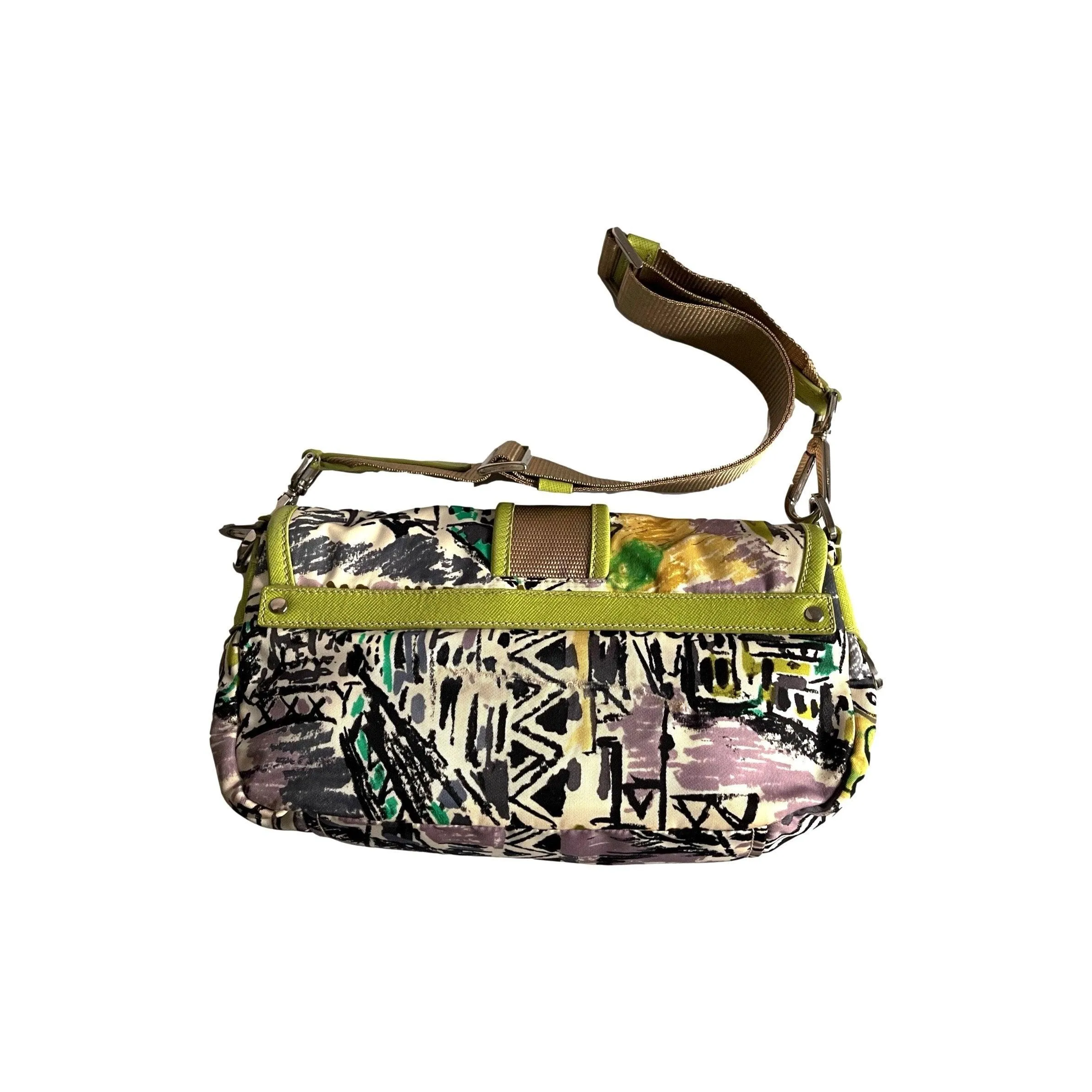 Prada Multicolor Print Nylon Shoulder Bag