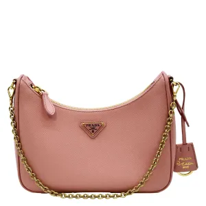 PRADA Re-Edition 2005 Suffiano Leather Shoulder Bag Rose Pink