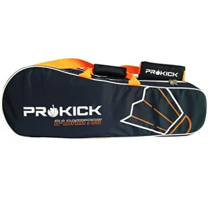 Prokick Neon Series 900D Polyester Nylon Badminton Kitbag with Double Zipper Compartments - Navy/Neon Orange
