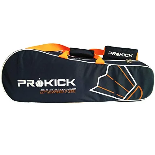 Prokick Neon Series 900D Polyester Nylon Badminton Kitbag with Double Zipper Compartments - Navy/Neon Orange