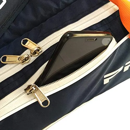 Prokick Neon Series 900D Polyester Nylon Badminton Kitbag with Double Zipper Compartments - Navy/Neon Orange
