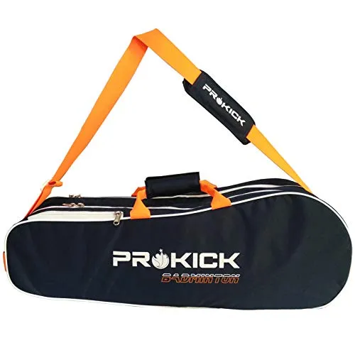 Prokick Neon Series 900D Polyester Nylon Badminton Kitbag with Double Zipper Compartments - Navy/Neon Orange