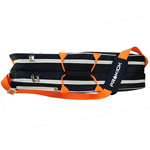 Prokick Neon Series 900D Polyester Nylon Badminton Kitbag with Double Zipper Compartments - Navy/Neon Orange