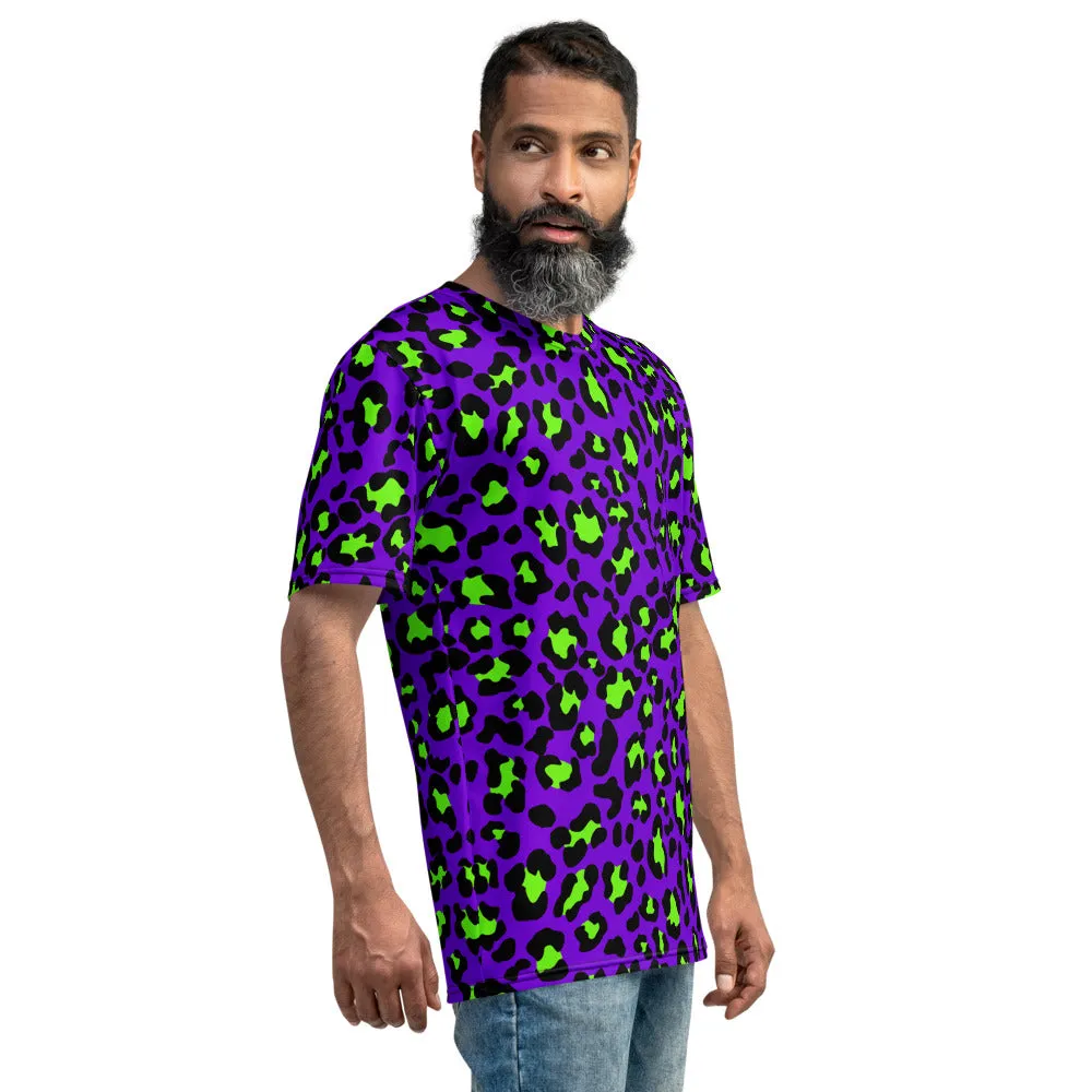 Purple / Neon Green Leopard Print Men's T-shirt