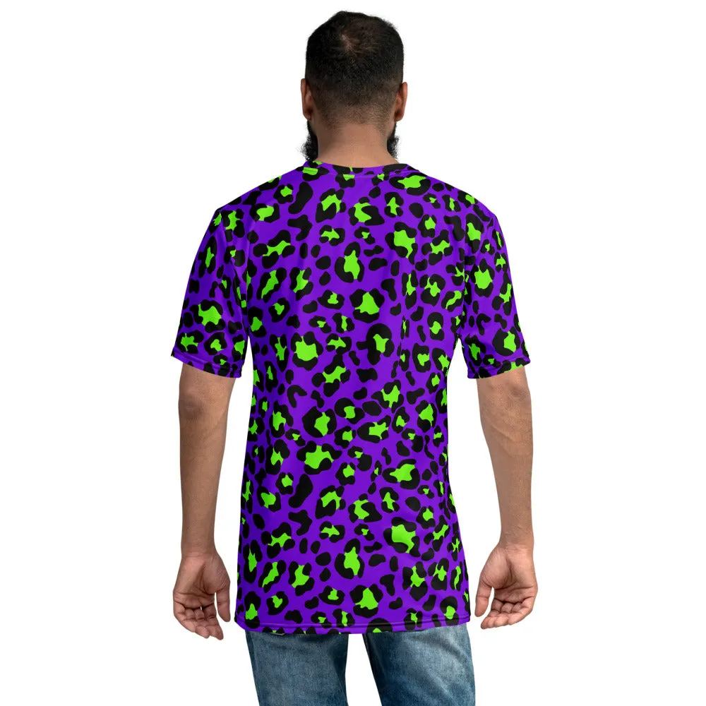 Purple / Neon Green Leopard Print Men's T-shirt