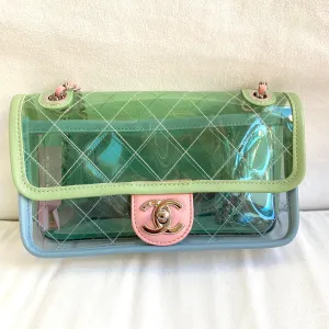 PVC Coco Splash Mini Flap Bag Green Pink Blue