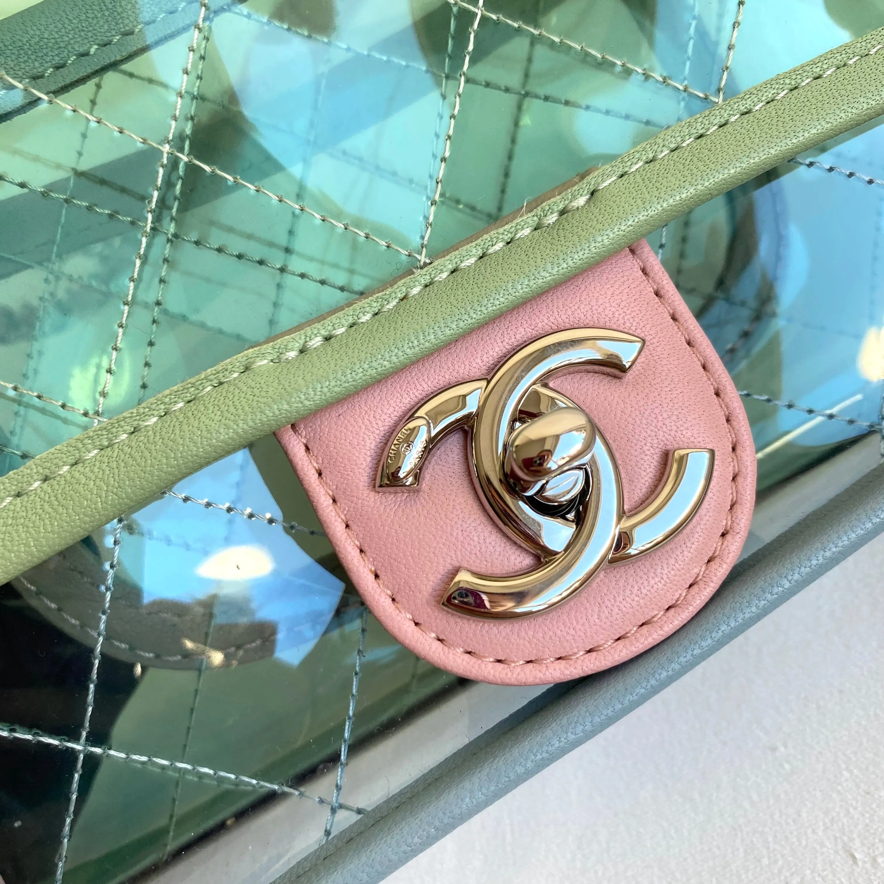 PVC Coco Splash Mini Flap Bag Green Pink Blue