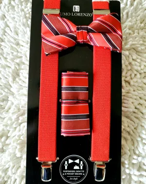 Red Men's Suspender Set