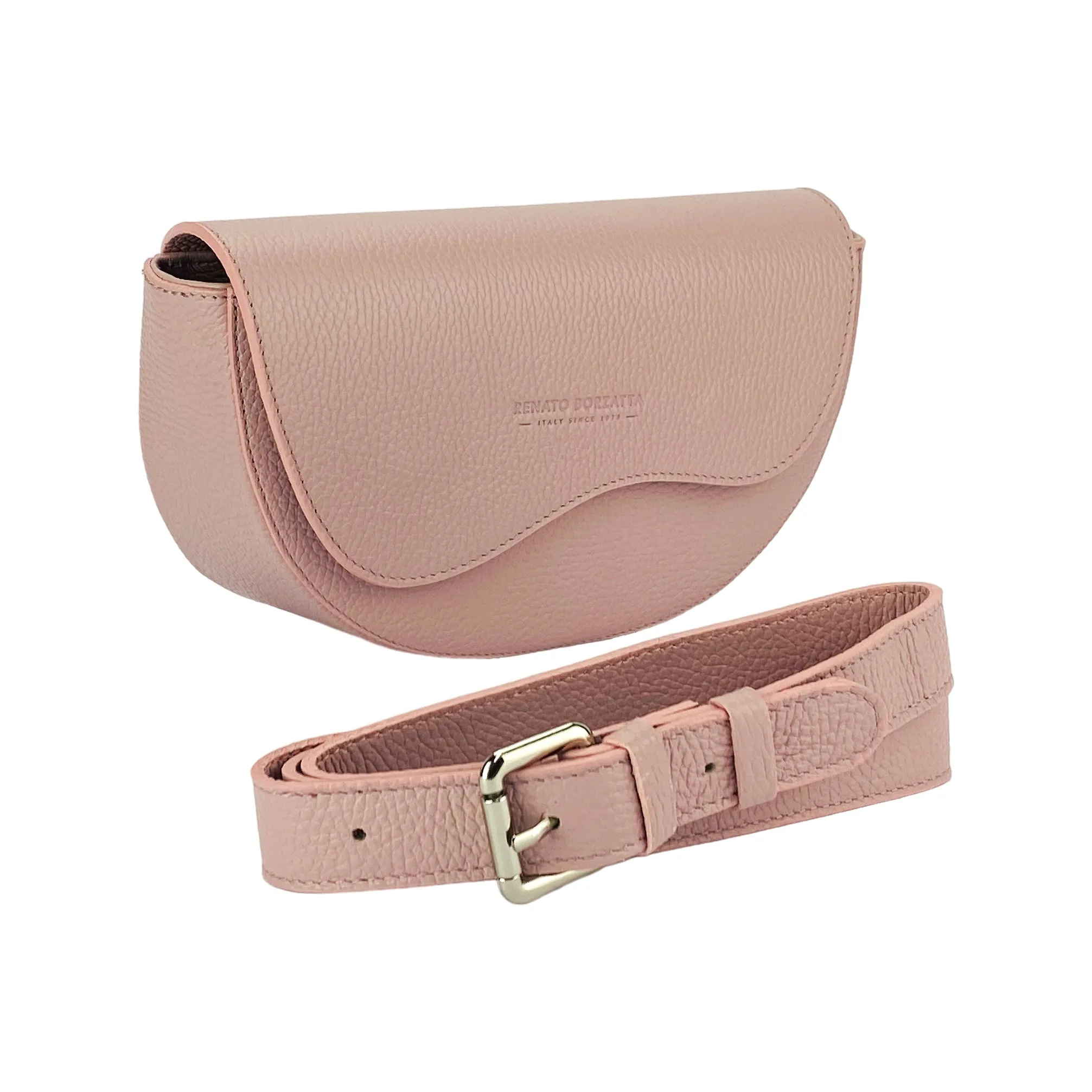 Renato Borzatta leather rounded crossbody waist bag pink