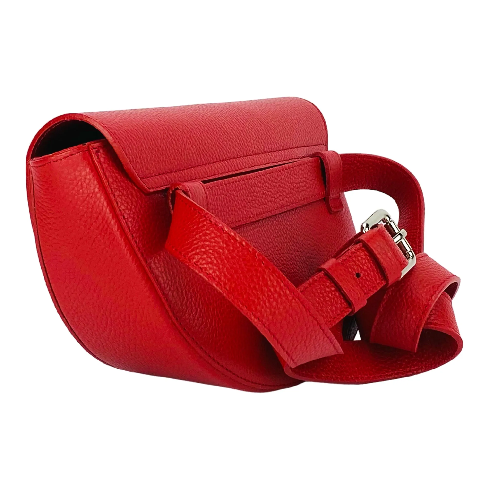 Renato Borzatta leather rounded crossbody waist bag red